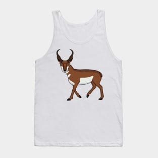 Pronghorn antelope cartoon illustration Tank Top